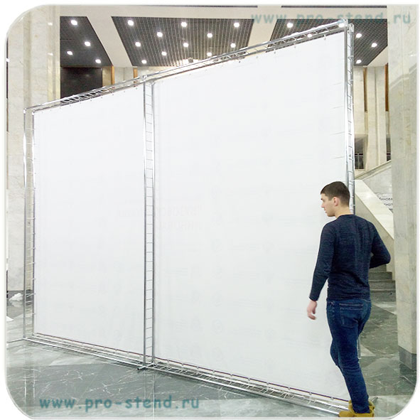 Стенд press-wall двухтрубный большого размера 4,5х3 метра (задняя сторона стенда)