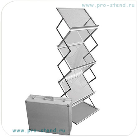 буклетница на 6 карманов А3 в металлизированном чемодане
Стойка для брошюр Alucase на 6 карманов формата А3, в чемодане