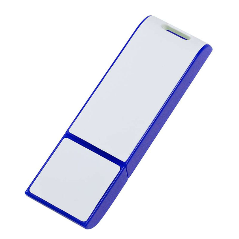 Эффектная сине-белая флешка с большой поверхностью для нанесения логотипа