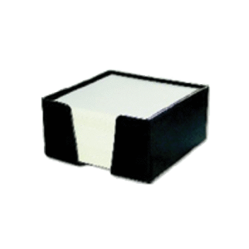 Кубарик черный непрозрачный черный, 9*9*4,5 см. с белым бумажным офсетным блоком
