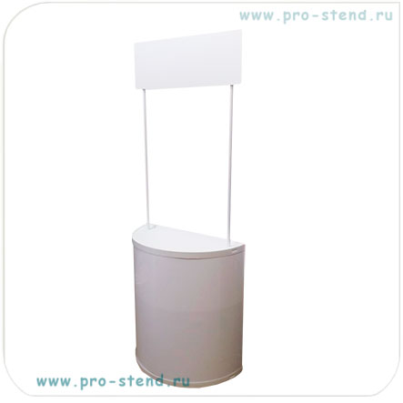 Промостойка пластиковая полукруглая ps6, с полкой и полноцветной печатью.