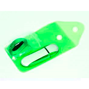 Зеленая (светло-салатовая) флешка с дополнительными аксессуарами: чехольчик + шнурок