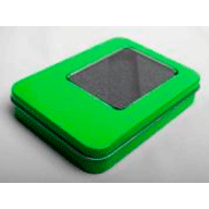 №8 Металлическая коробка, цвет зеленый, с прозрачным окном