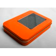№8 Металлическая оранжевая коробка с прозрачным окном