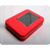 №8 Металлическая красная коробка с прозрачным окном