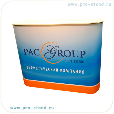 Полукруглая стойка ресепшен с фотопанелью
Полукруглая стойка ресепшен с фотопанелью