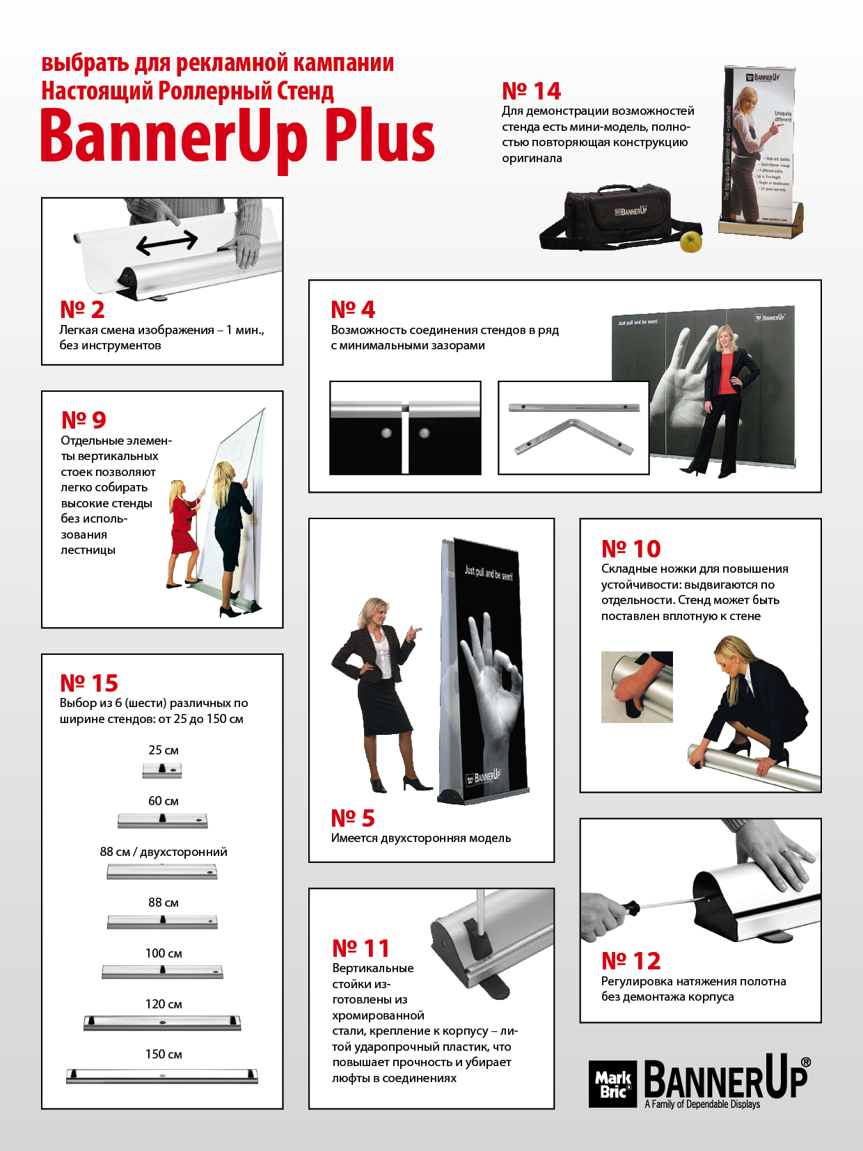 стенды европейского качества - долговечные, многофункциональные, практичные
Схема сборки стендов BannerUp Plus