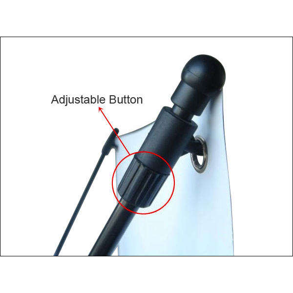 регулировка натяжения баннера с помощью регулировки по высоте крепежных элементов